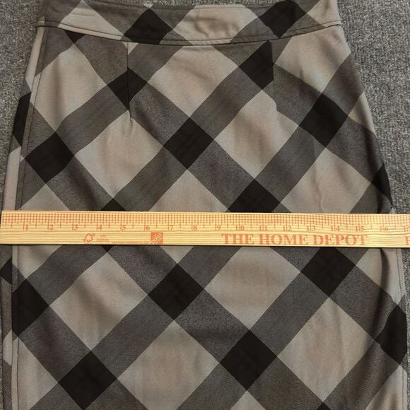 Free People Skirt Academia Preppy Geometric Precision Plaid Pencil Gray Size 2 - Picture 7 of 9